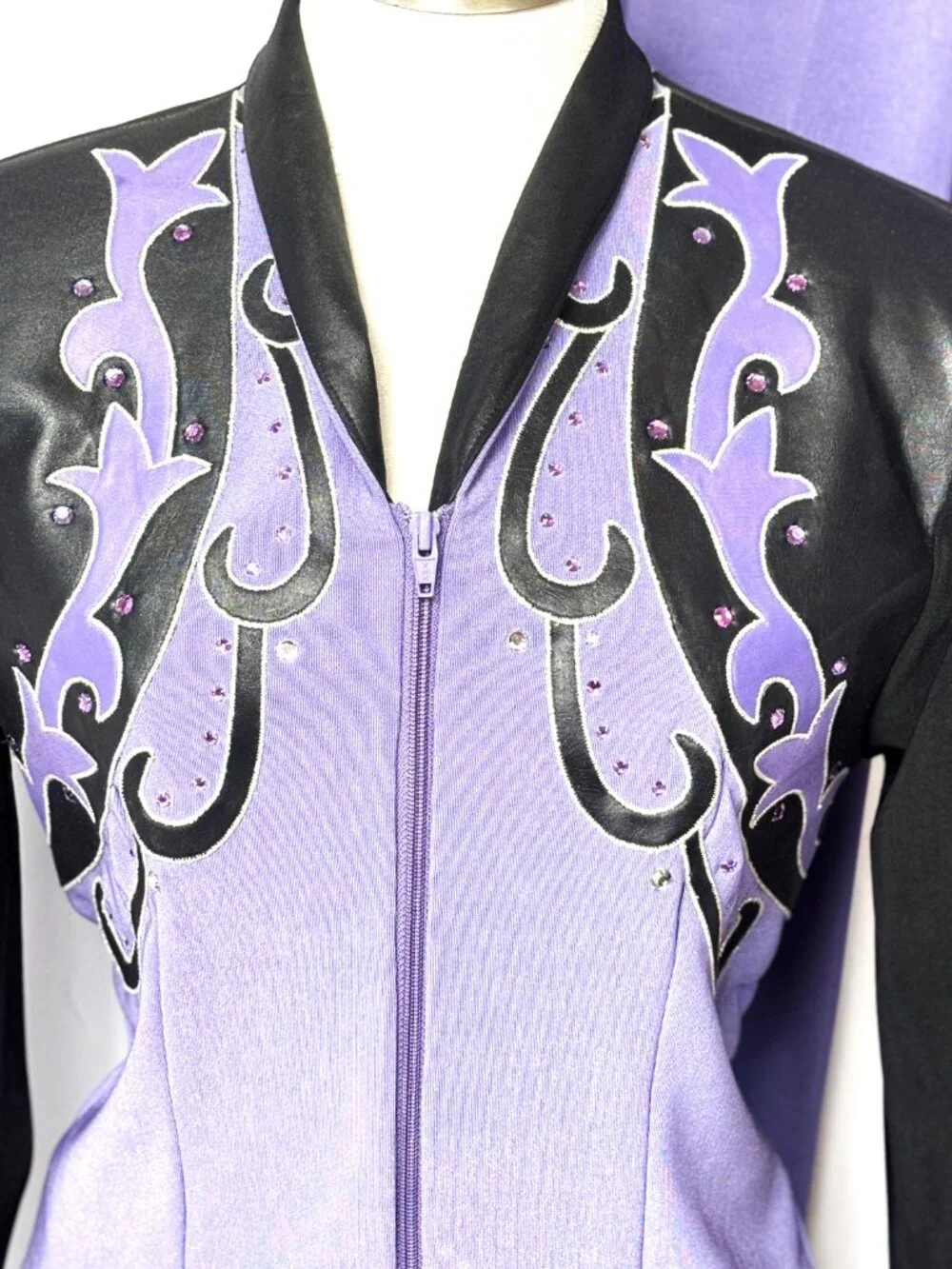 VTG 1849 Authentic Ranch Wear Lavendar & Black Jeweled Showgirl Western Suit Med
